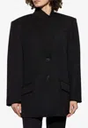Attico Gabardine Single Breasted Blazer In Black