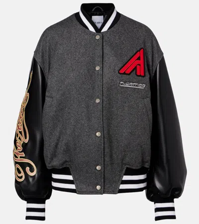Attico Wool-blend Varsity Jacket In Black