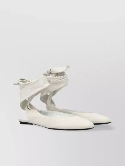 Attico Bridal Cloe Leather Slingback Flats In White