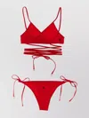 Attico Wrap-around Straps Triangle Top Bikini In Red