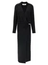 Attico V-neck Slit Midi Dress With Satin Piping In Black