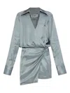 Attico Wrap-front Mini Dress In Gray