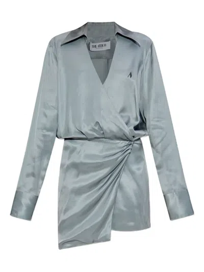 Attico Wrap-front Mini Dress In Gray