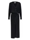 Attico Wrap-front Split Dress In Black