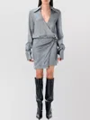 Attico Grey Mini Dress In Gray
