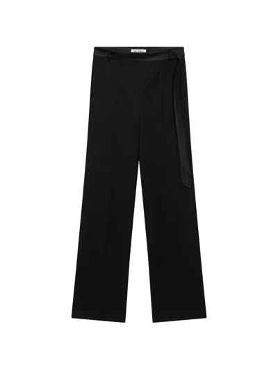 Attico Wrap-effect Panel Wool Trousers In Black