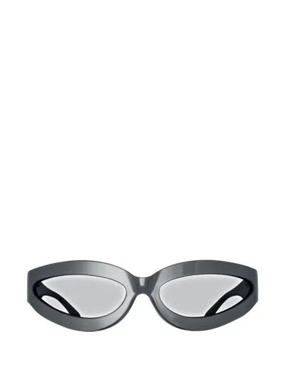 Attico X Linda Farrow Agnes Wrap Sunglasses In Gray