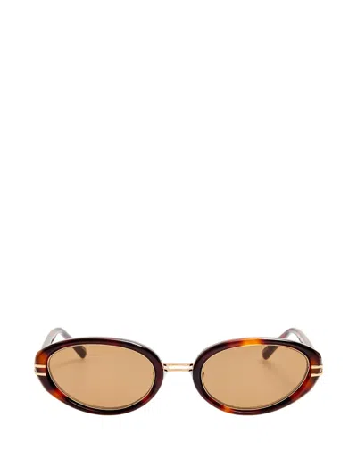 Attico X Linda Farrow Ambra Oval-frame Sunglasses In Brown