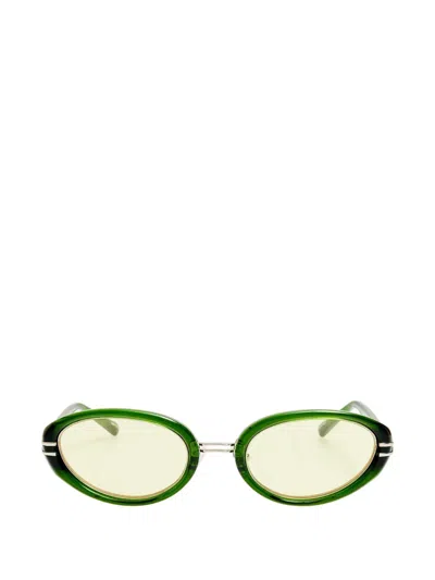 Attico X Linda Farrow Ambra Oval-frame Sunglasses In Green