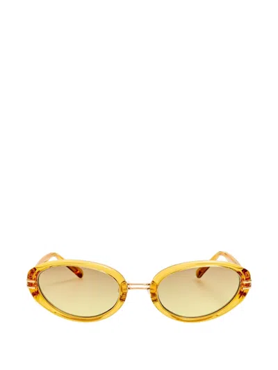 Attico X Linda Farrow Ambra Oval-frame Sunglasses In Yellow