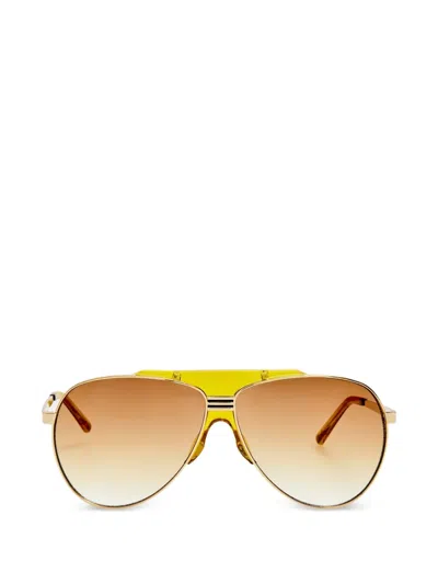 Attico X Linda Farrow Amelia Sunglasses In Gold