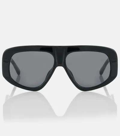 Attico X Linda Farrow 57 Aviator Sunglasses In Black