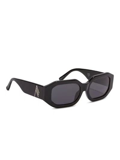 Attico X Linda Farrow Geometric-frame Sunglasses In Black