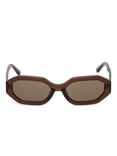 Attico X Linda Farrow Geometric-frame Sunglasses In Brown