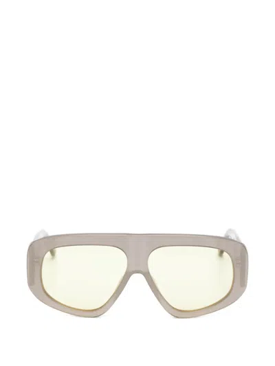 Attico X Linda Farrow Geometric-frame Sunglasses In Neutral