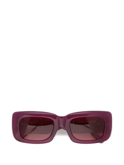 Attico X Linda Farrow Marfa Rectangle-frame Sunglasses In Red
