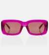 Attico X Linda Farrow Marfa Rectangular Sunglasses In Maroon/silver/red