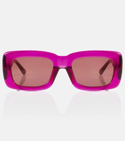 Attico X Linda Farrow Marfa Rectangular Sunglasses In Pink