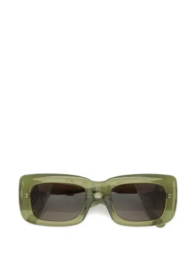 Attico X Linda Farrow Marfa Rectangular-frame Sunglasses In Green