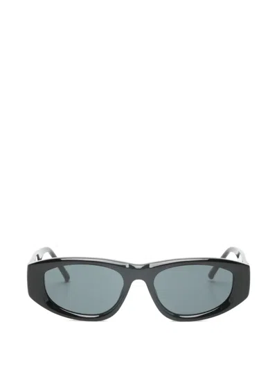 Attico X Linda Farrow Maya Oval-frame Sunglasses In Black