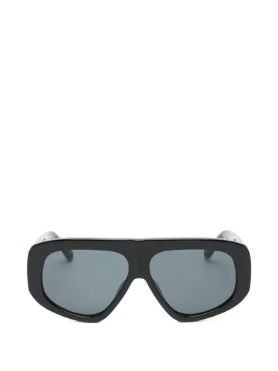 Attico X Linda Farrow Milano Logo-detail Sunglasses In Black