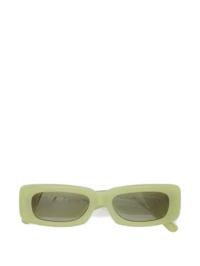 Attico X Linda Farrow Mini Marfa Rectangle-frame Sunglasses In Green