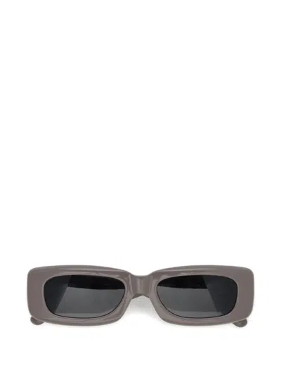 Attico X Linda Farrow Mini Marfa Rectangle-frame Sunglasses In Neutral