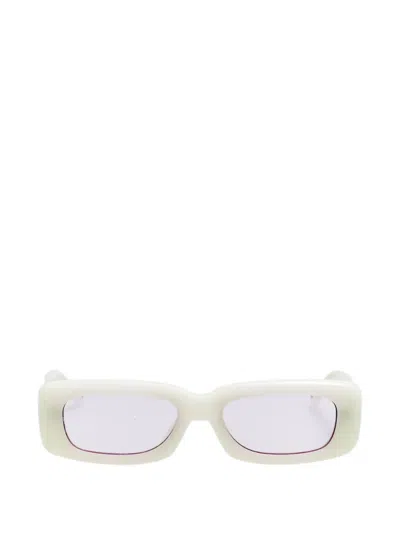 Attico X Linda Farrow Mini Marfa Rectangle-frame Sunglasses In White