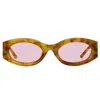 Attico X Linda Farrow Oval Frame Sunglasses Sunglasses In Blondet-shell/silver/pink