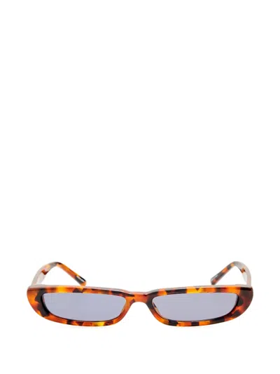 Attico X Linda Farrow Thea Angular-frame Sunglasses In Brown