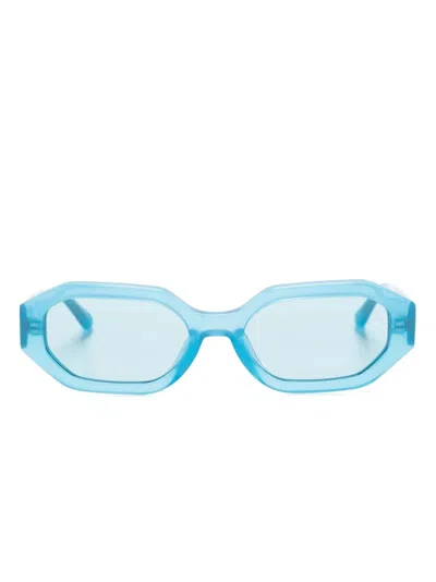 Attico X Linda Farrow Irene Geometric Sunglasses In Blue