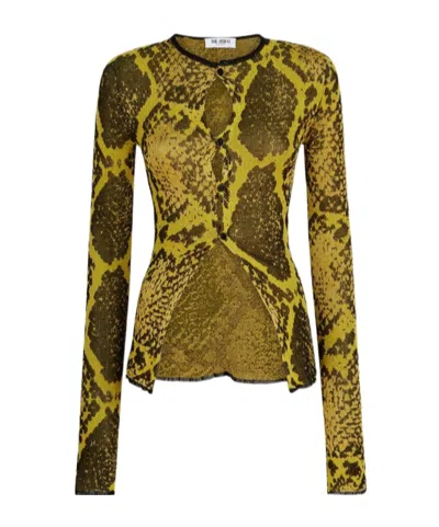 Attico Yellow And Black Cardigan In Green