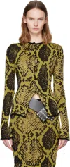 Attico Python Jacquard Cardigan Sweaters And Cardigans Yellow In Green
