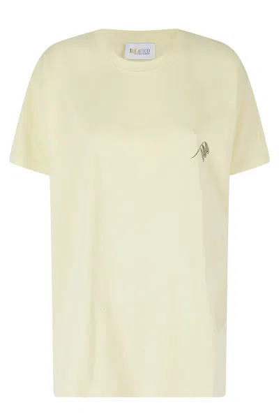Attico Yellow Bandana Graphic-printed Cotton T-shirt In Neutral