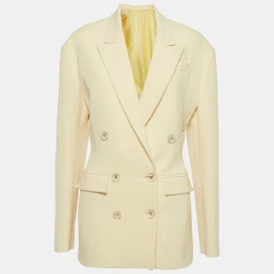 Pre-owned Attico Yellow Crepe Double Breasted April Blazer M