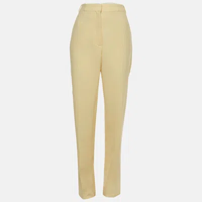 Pre-owned Attico Yellow Crepe Straight Fit Trousers Xl