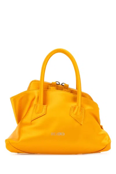 Attico Yellow Satin Mini La Passeggiata Handbag In Orange