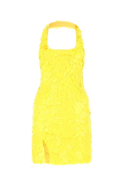 Attico Yellow Sequins Allium Mini Dress