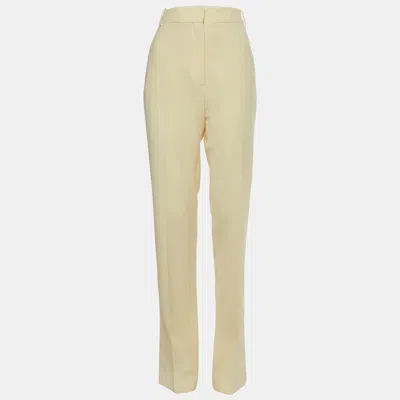 Pre-owned Attico Yellow Stretch Crepe High Waisted Trousers M