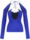 Attico Zane Hollowed-out Detail Design T-shirt In Blue