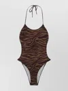 Attico Dark Green And Dark Brown One-piece Swimsuit In Brown