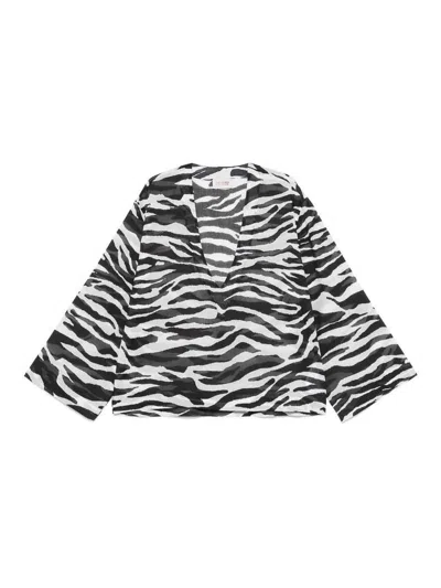 Attico Zebra Pattern Blouse In Black