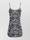 Attico Zebra Print Beach Cover Up Mini Dress In Black