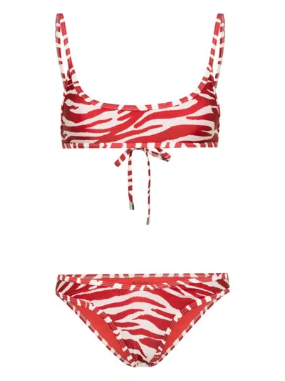 Attico Abstract-print Bikini In Red