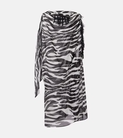 Attico Zebra-print Cotton Muslin Beach Cover-up