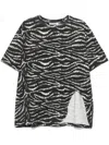 Attico T-shirt Black E White In Animalier