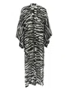 Attico Animal Print Sheer Caftan With Kimono Sleeves In Multi