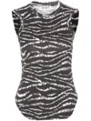 Attico Zebra Print Form-fitting Sleeveless Tank Top In Black