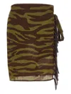 Attico Zebra Print Fringed Sarong Beach Cover-up In Green