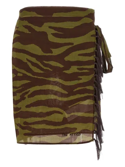 ATTICO ZEBRA PRINT FRINGED SARONG BEACH COVER-UP